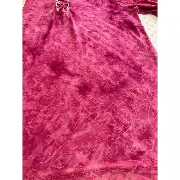 New Directions Pink Embroidered Blouse Round Neck 3/4 Sleeve Casual Womens Large - Picture 6 of 7